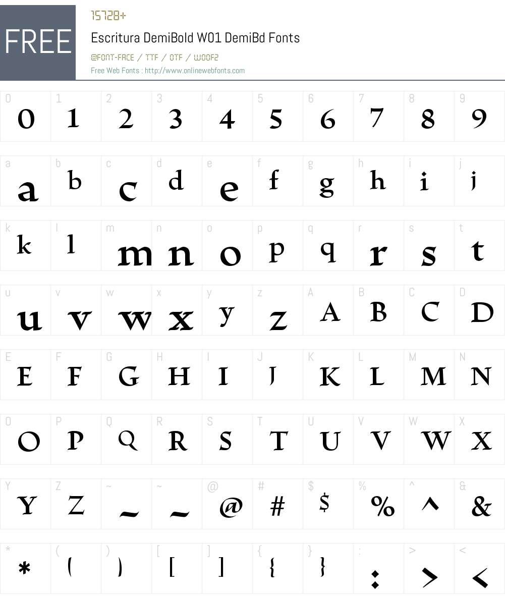 EscrituraDemiBoldW01-DemiBd Font Screenshots
