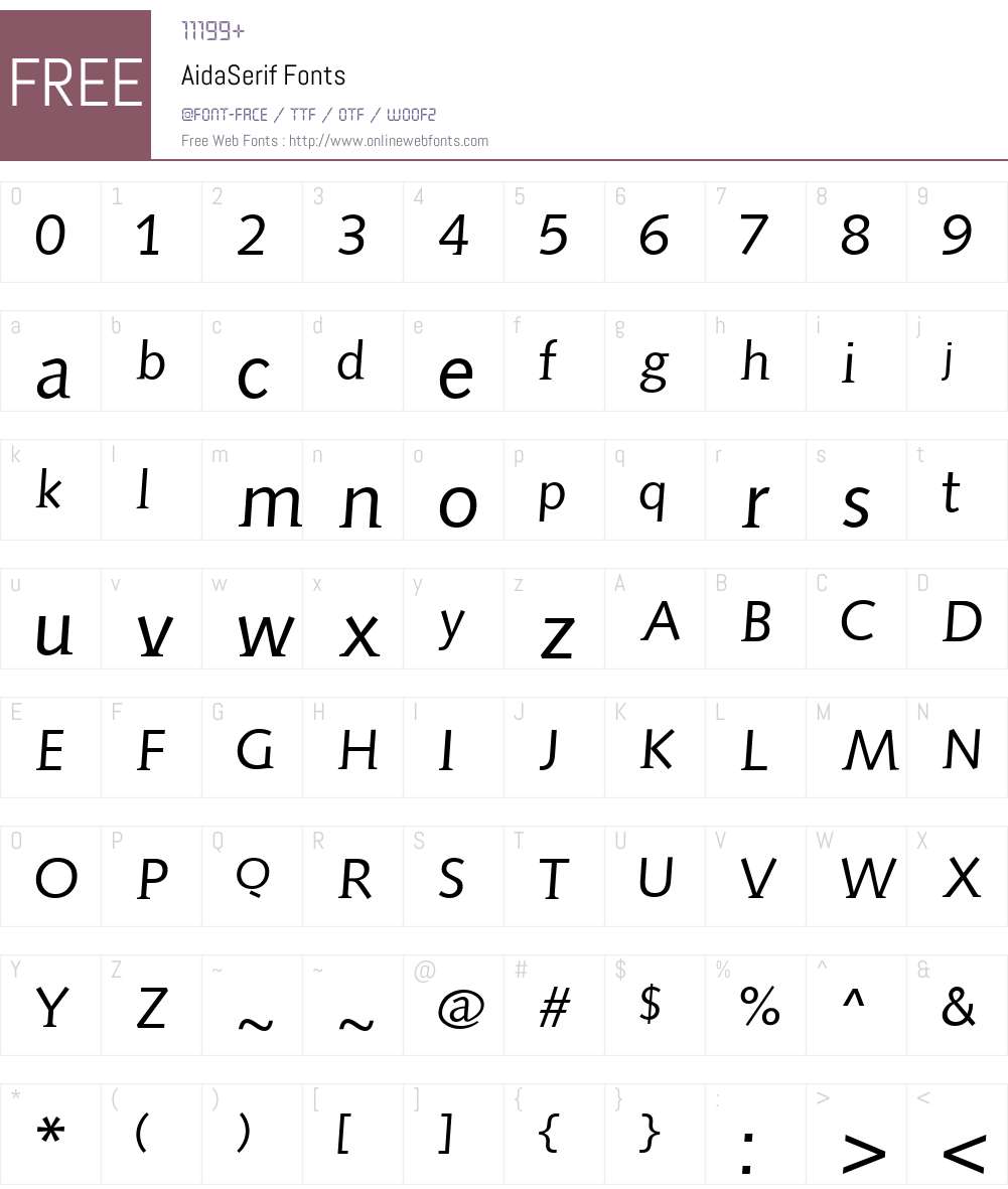 AidaSerif Font Screenshots