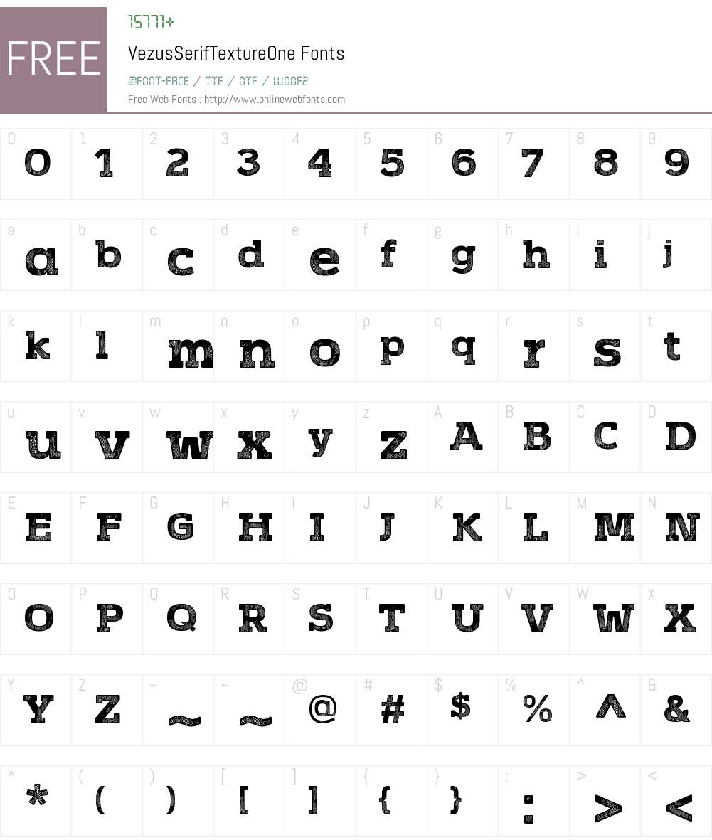 VezusSerifTextureOne Font Screenshots