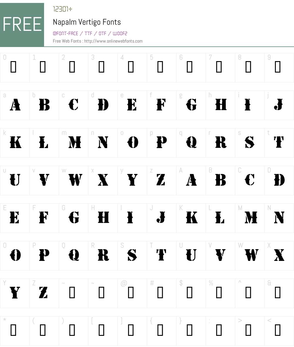 Napalm Vertigo Font Screenshots