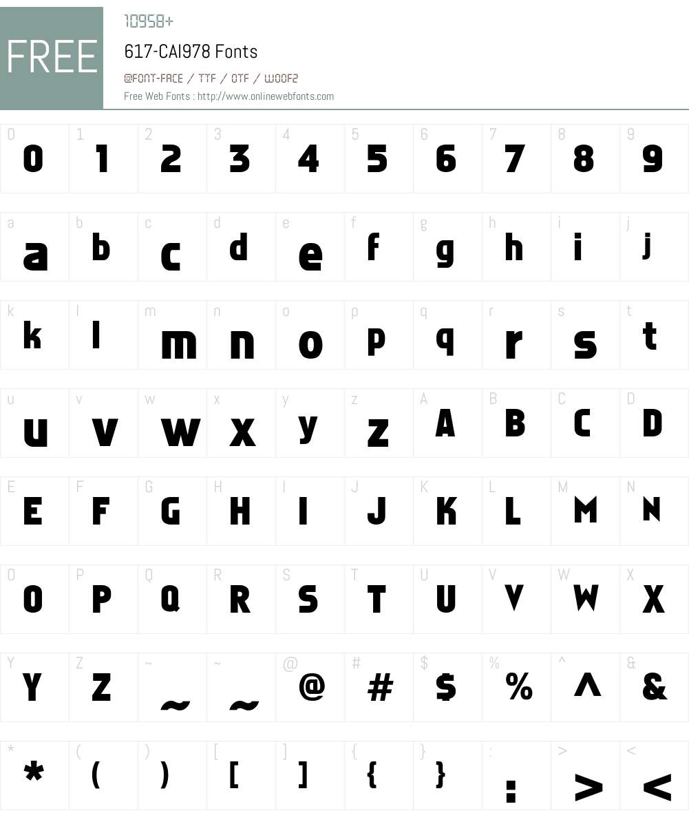 617-CAI978 Font Screenshots