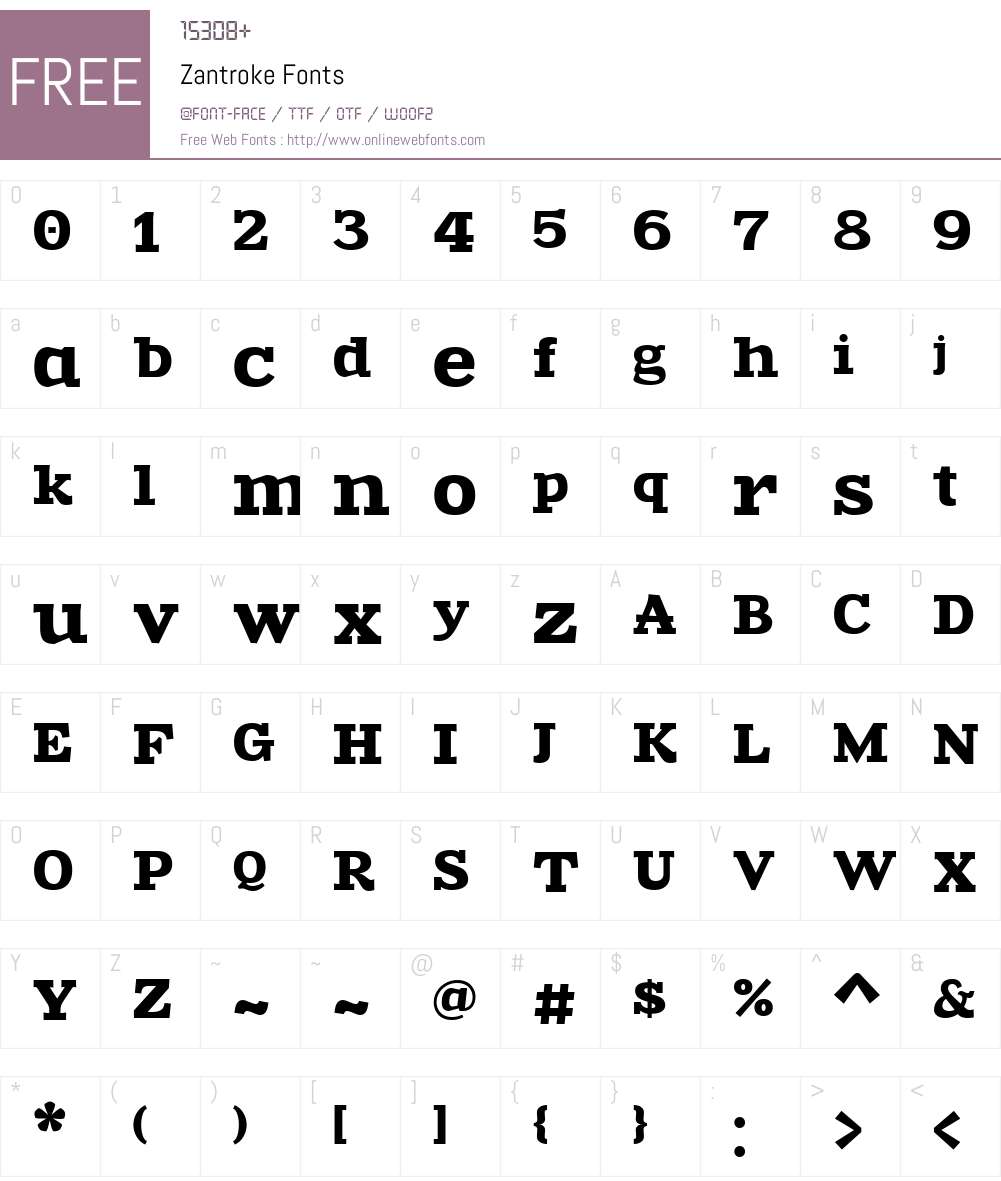 Zantroke Font Screenshots