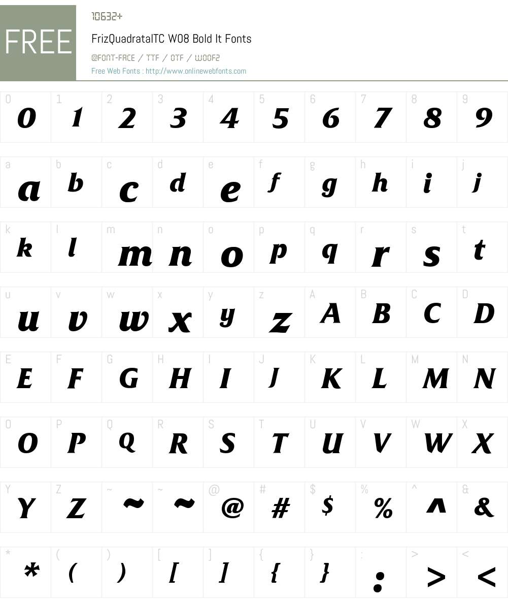 FrizQuadrataITCW08-BoldIt Font Screenshots