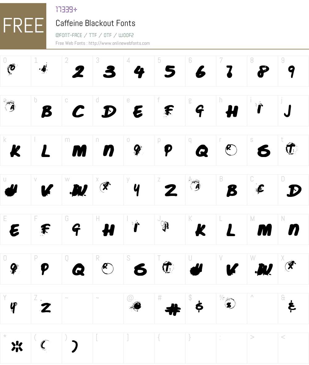 Caffeine Blackout Font Screenshots