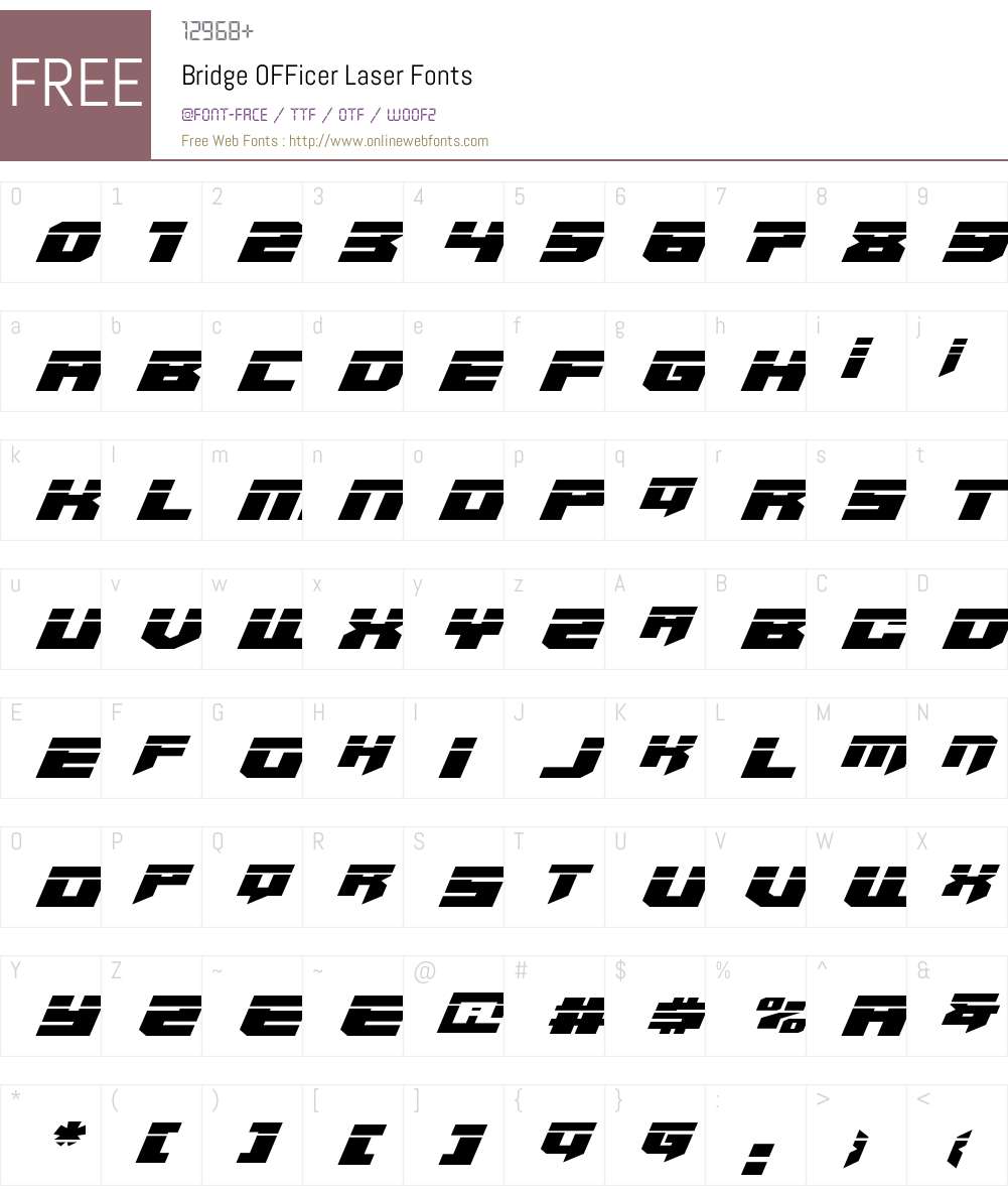 Bridge OFFicer Laser 1.0; 2024 Fonts Free Download - OnlineWebFonts.COM