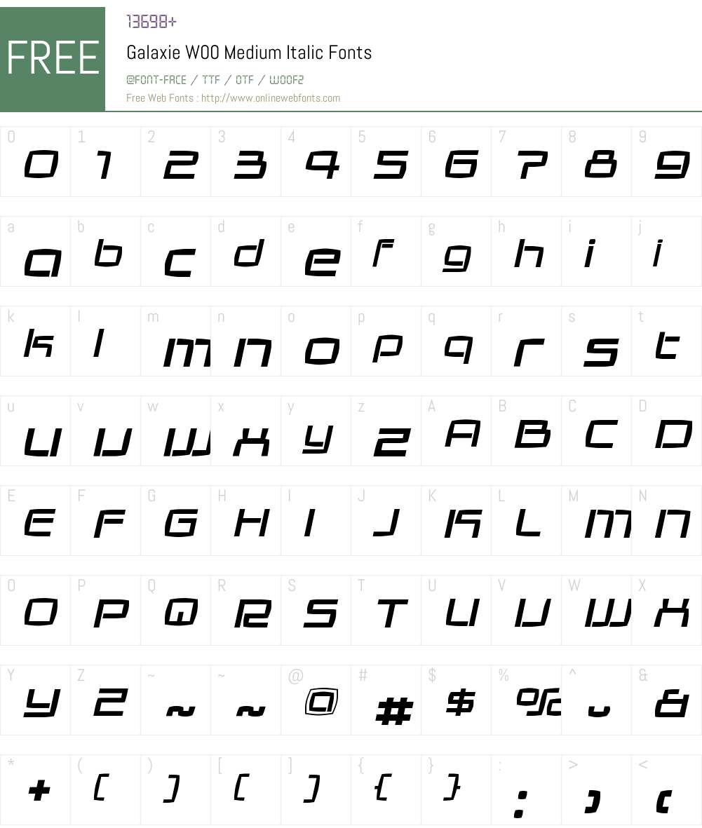 GalaxieW00-MediumItalic Font Screenshots