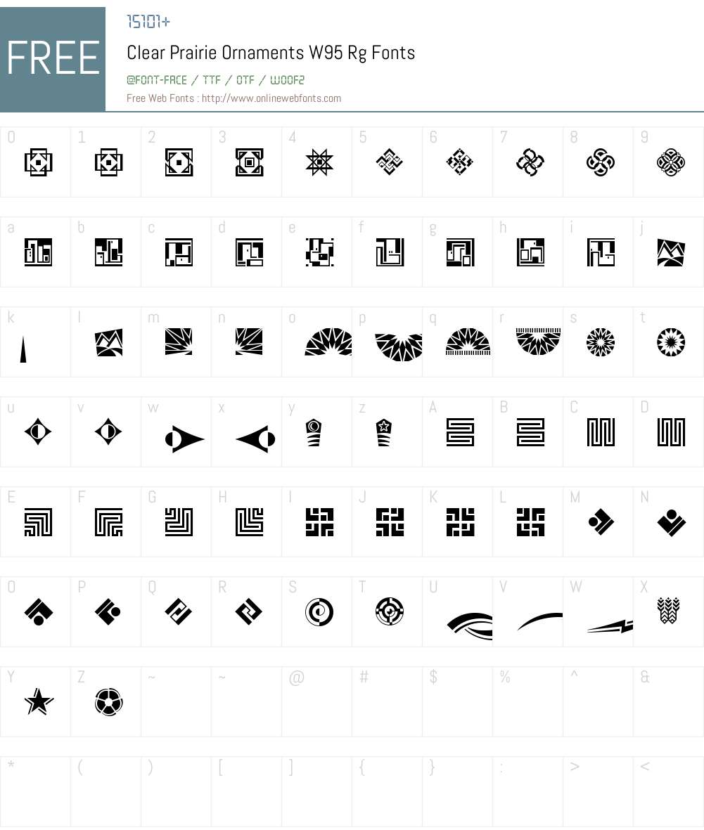 ClearPrairieOrnamentsW95-Rg Font Screenshots