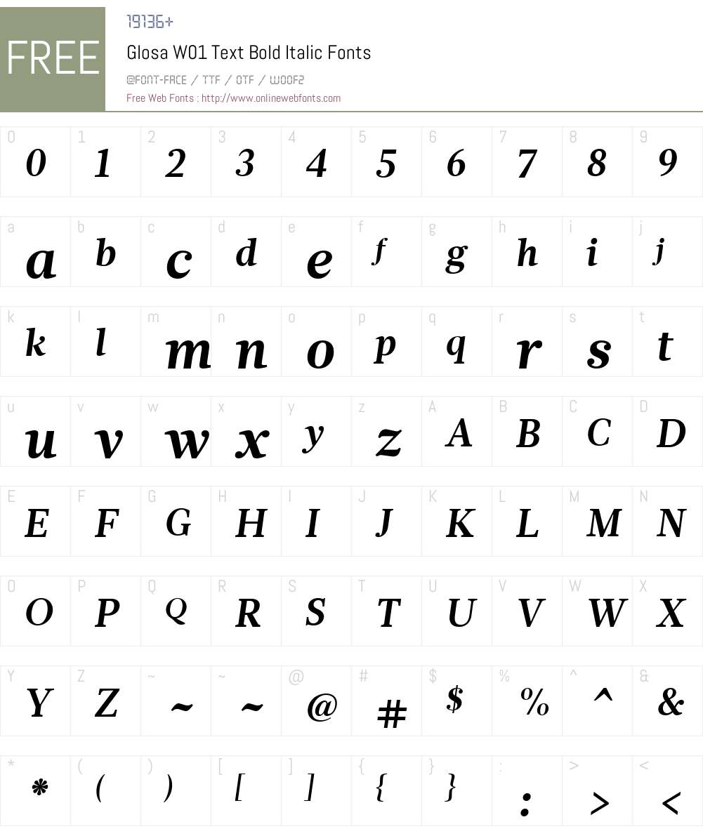 GlosaW01-TextBoldItalic Font Screenshots