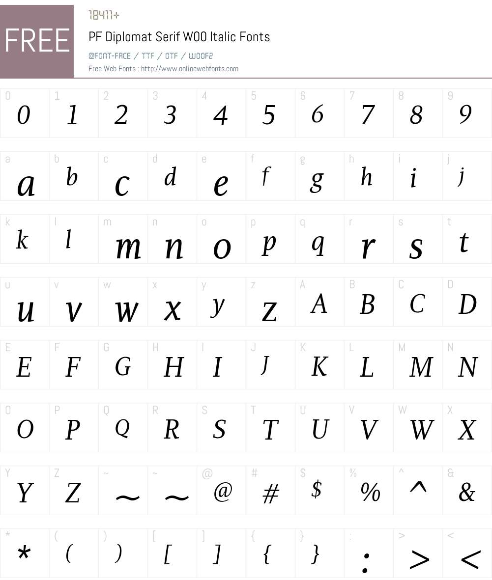 PFDiplomatSerifW00-Italic Font Screenshots