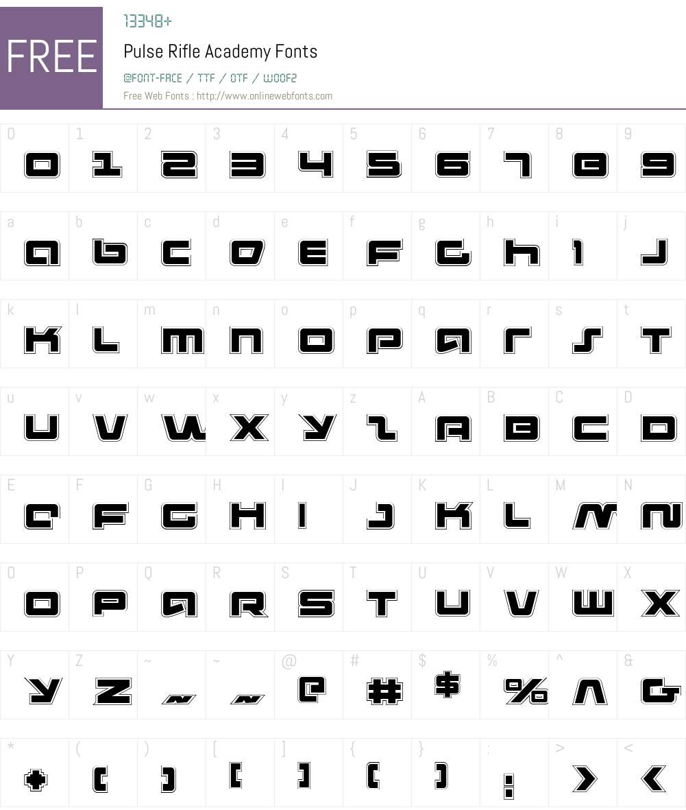Pulse Rifle Academy Font Screenshots