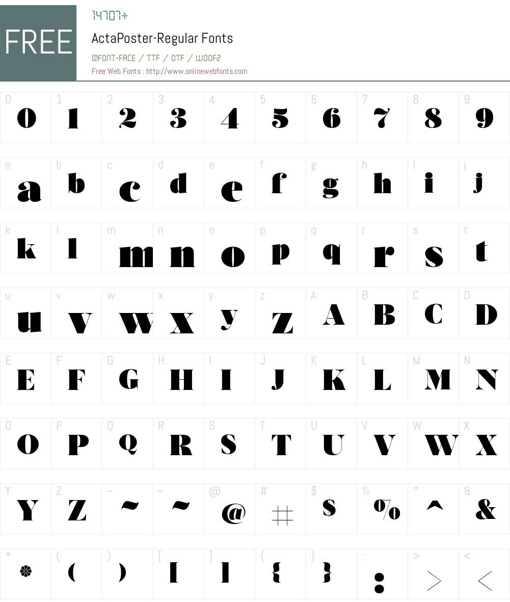 ActaPoster-Regular Font Screenshots