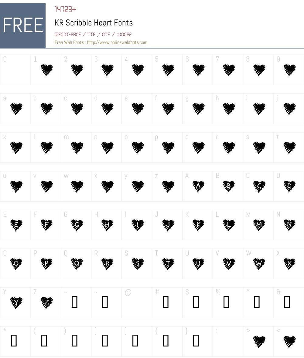 KR Scribble Heart Font Screenshots