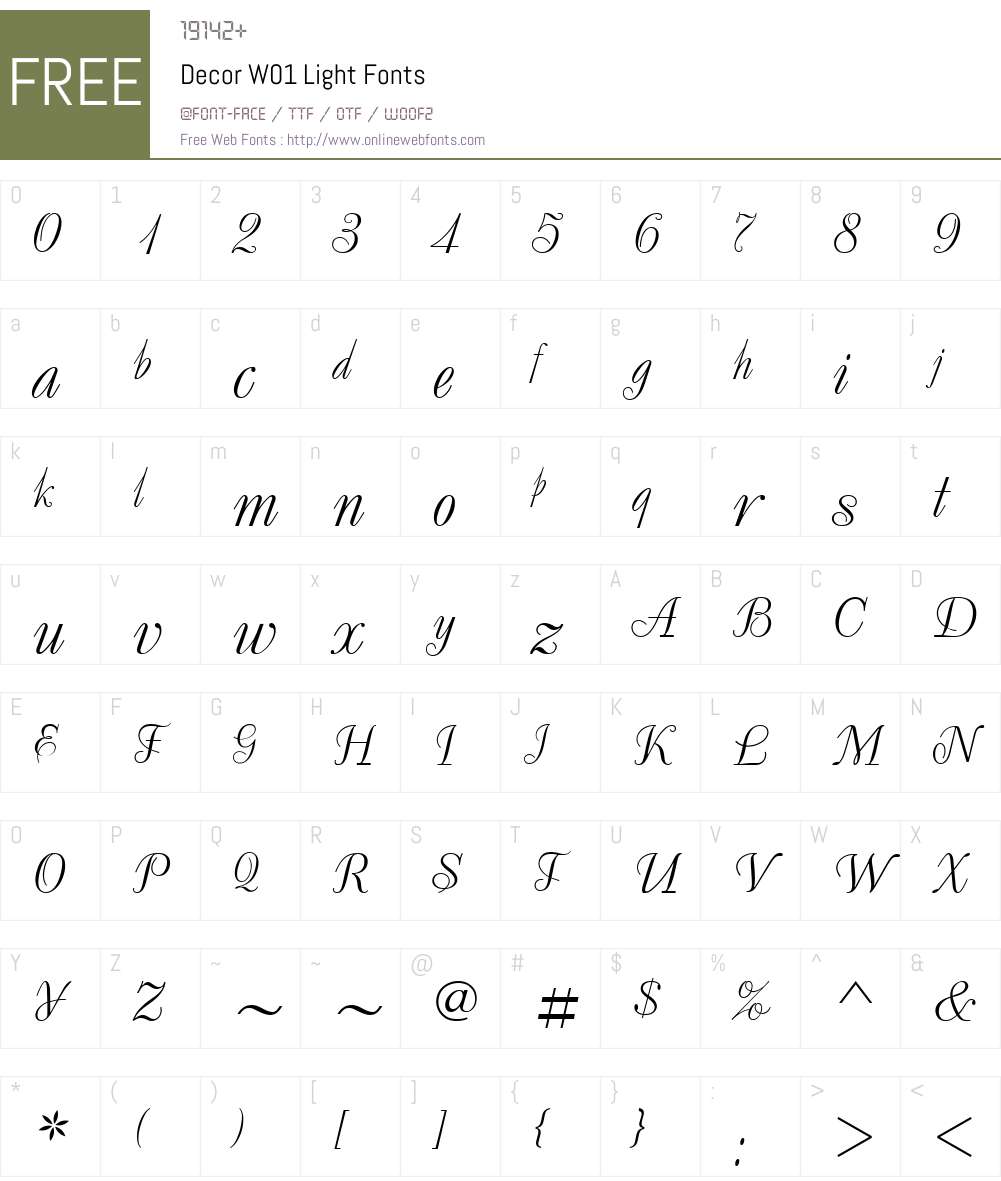 DecorW01-Light Font Screenshots