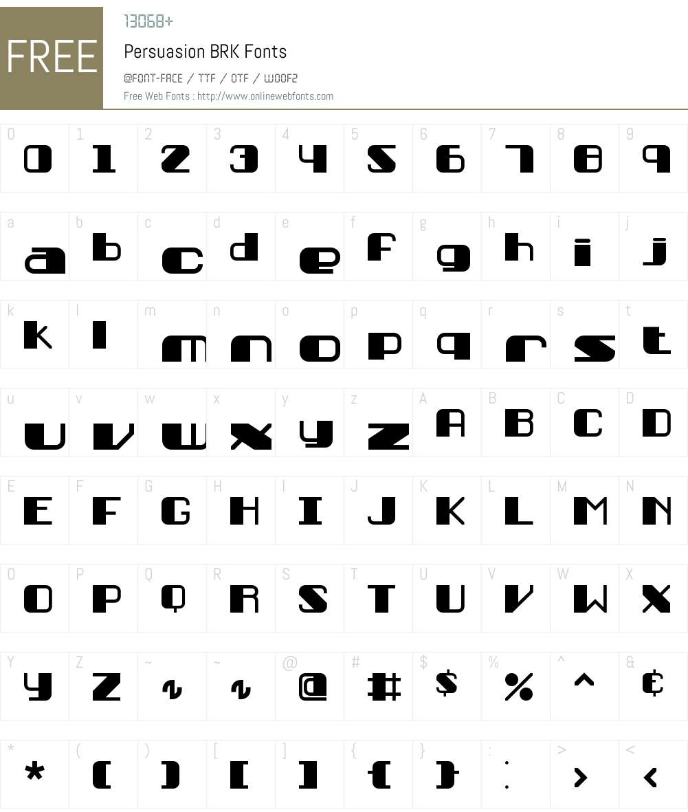 Persuasion BRK Font Screenshots