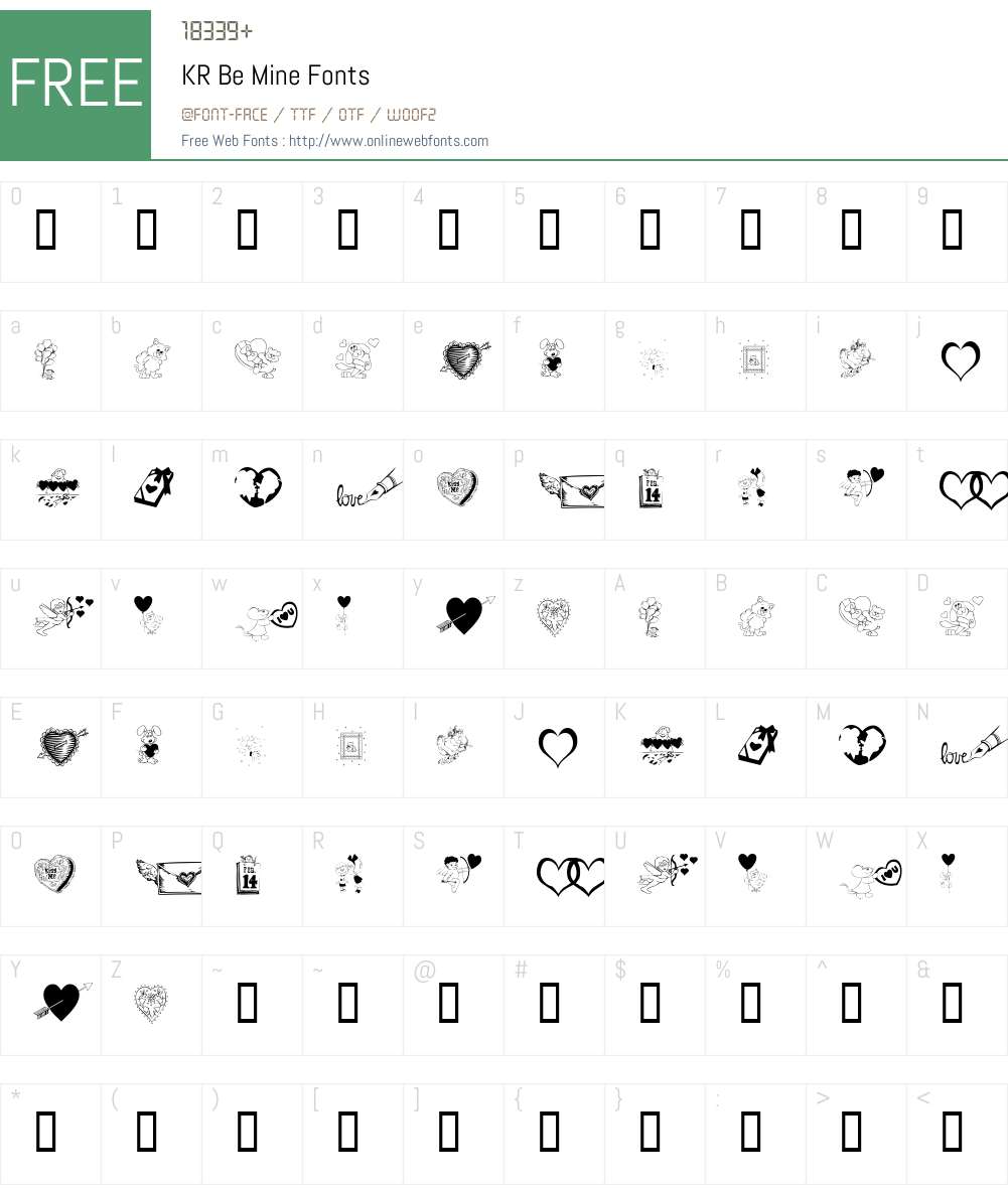 KR Be Mine Font Screenshots