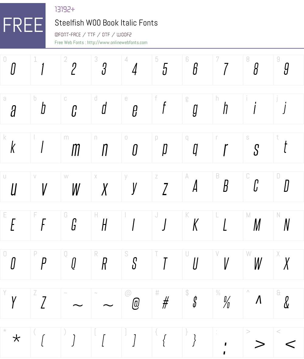 SteelfishW00-BookItalic Font Screenshots
