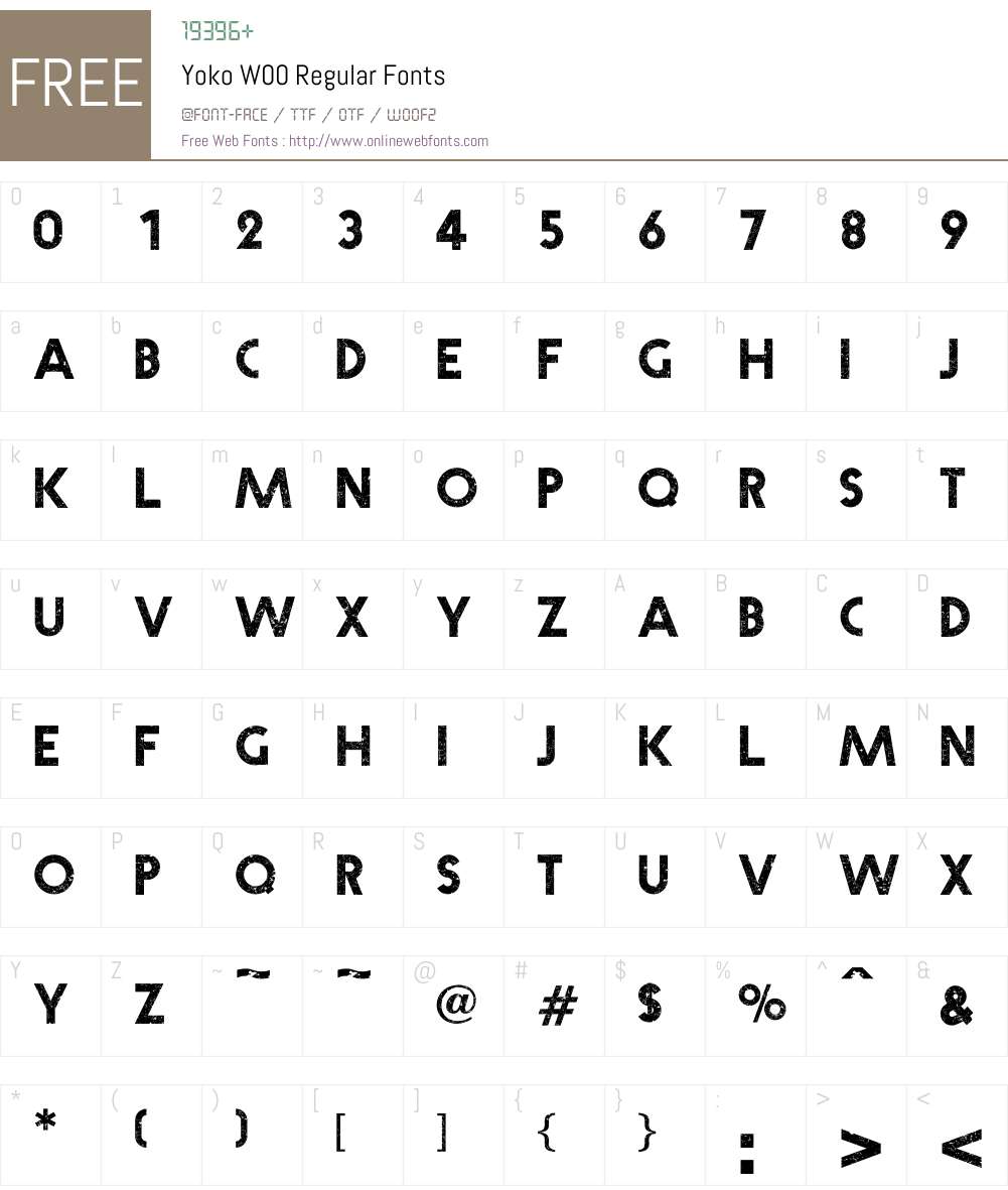 YokoW00-Regular Font Screenshots