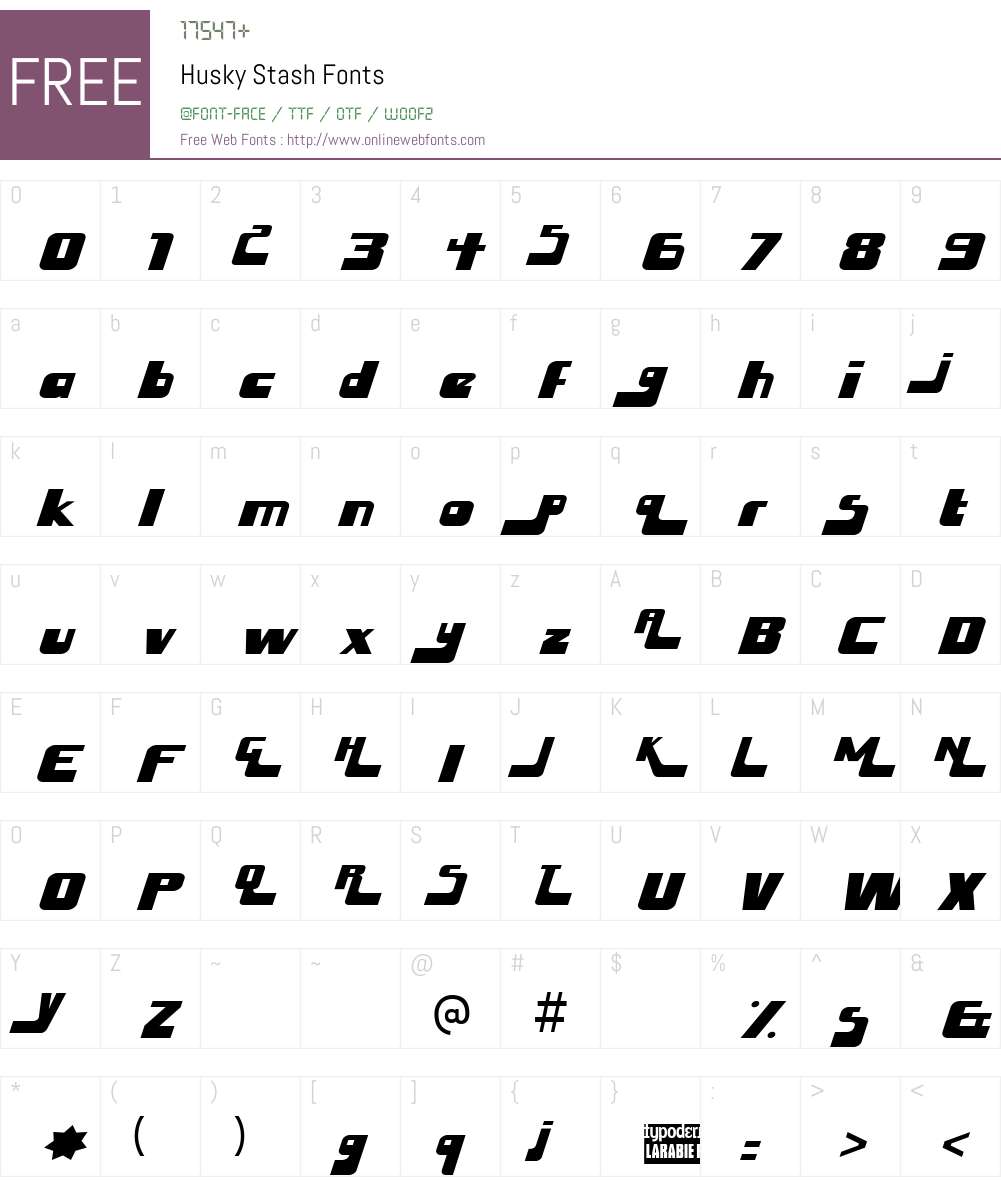Husky Stash Font Screenshots
