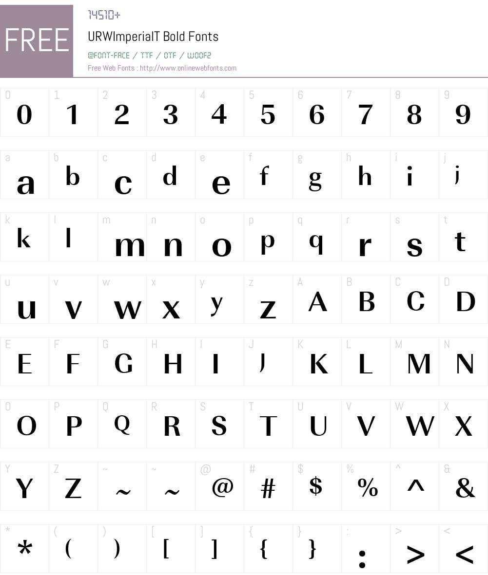 URWImperialT Font Screenshots