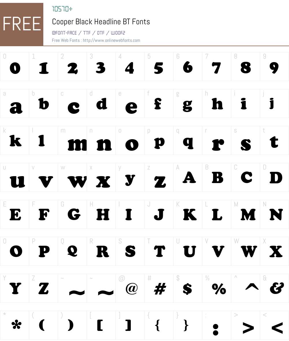 Cooper BlkHd BT Font Screenshots
