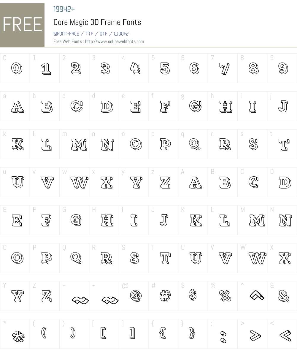 CoreMagic3DFrame Font Screenshots