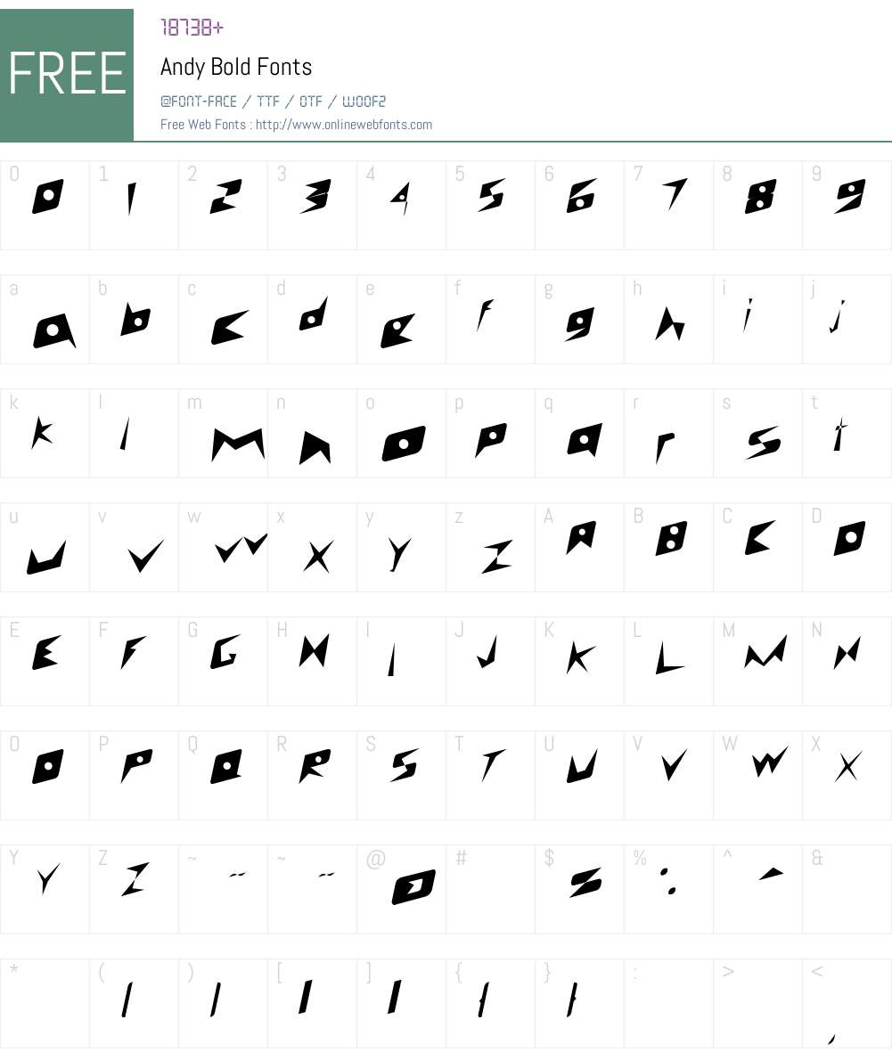 Andy Bold Font Screenshots