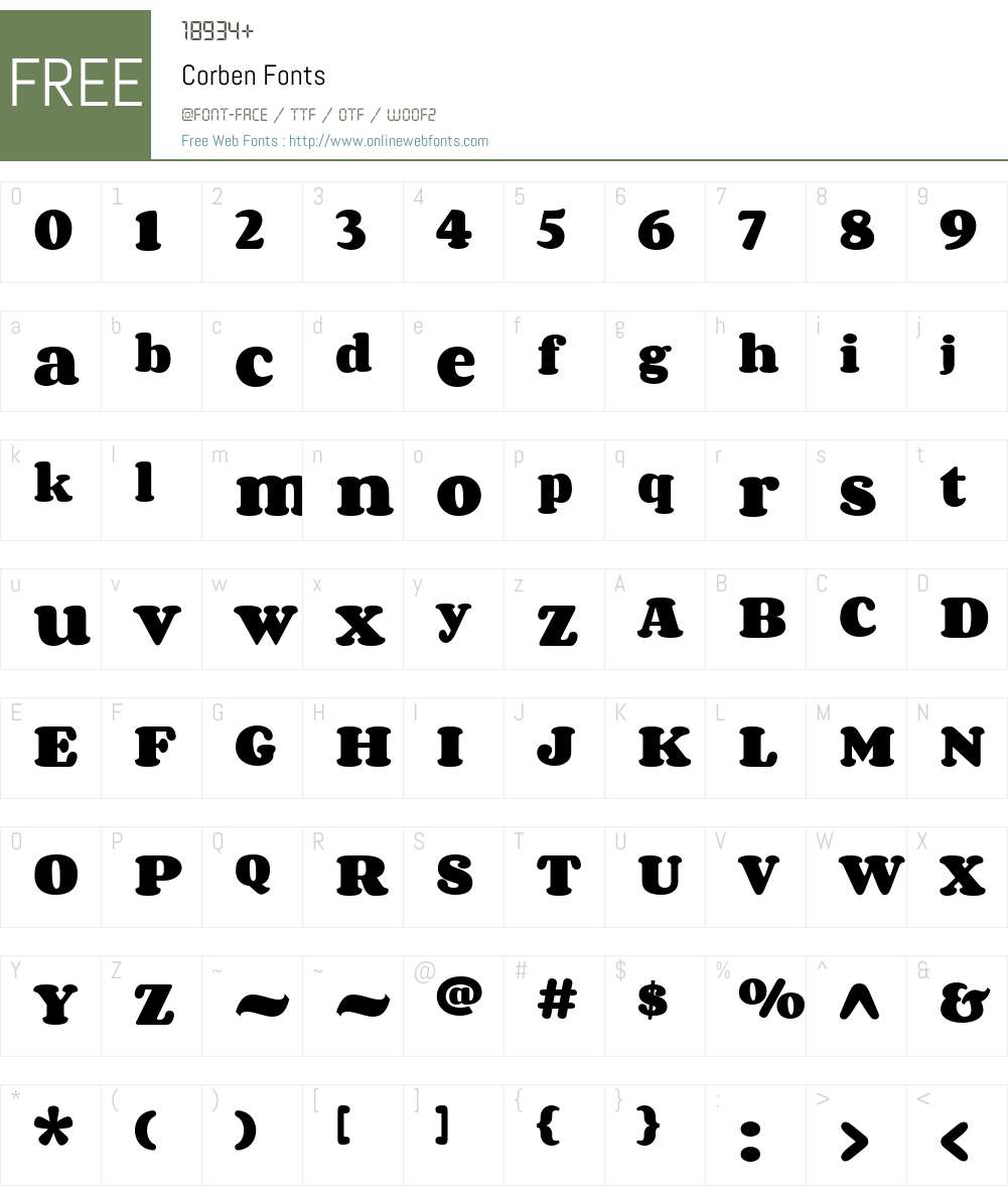 Corben Font Screenshots