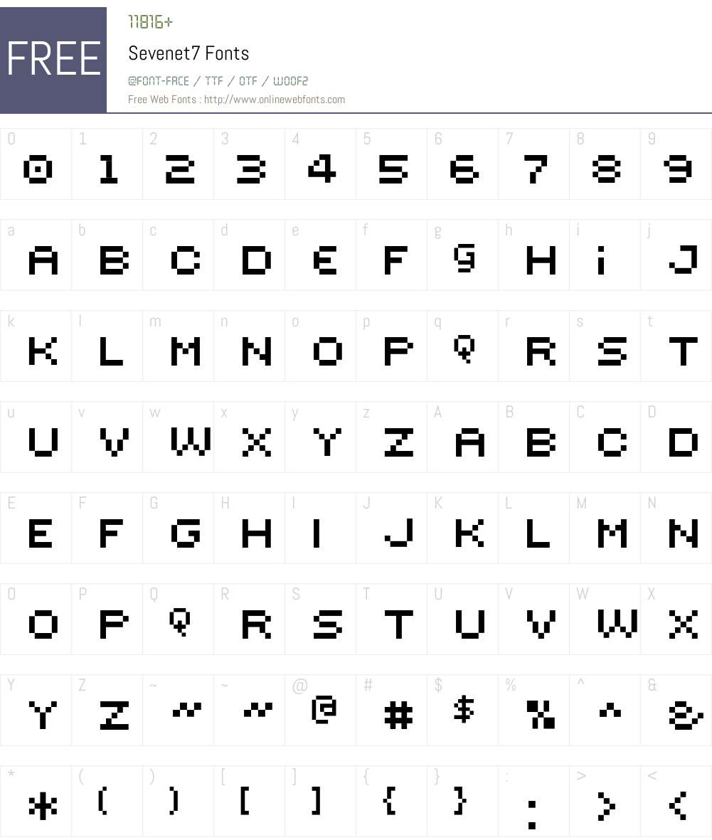 Sevenet7 Font Screenshots