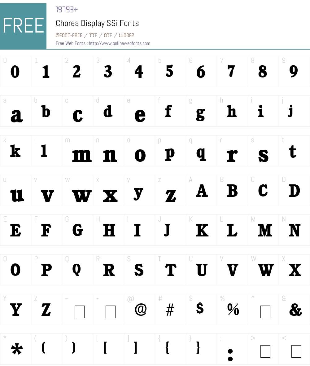 Chorea Display SSi Font Screenshots