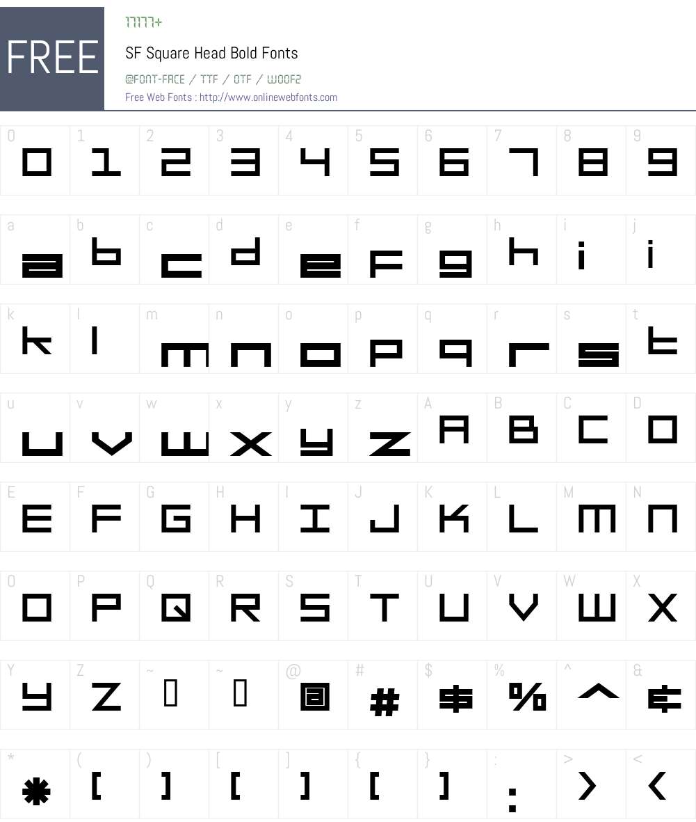 SF Square Head Font Screenshots