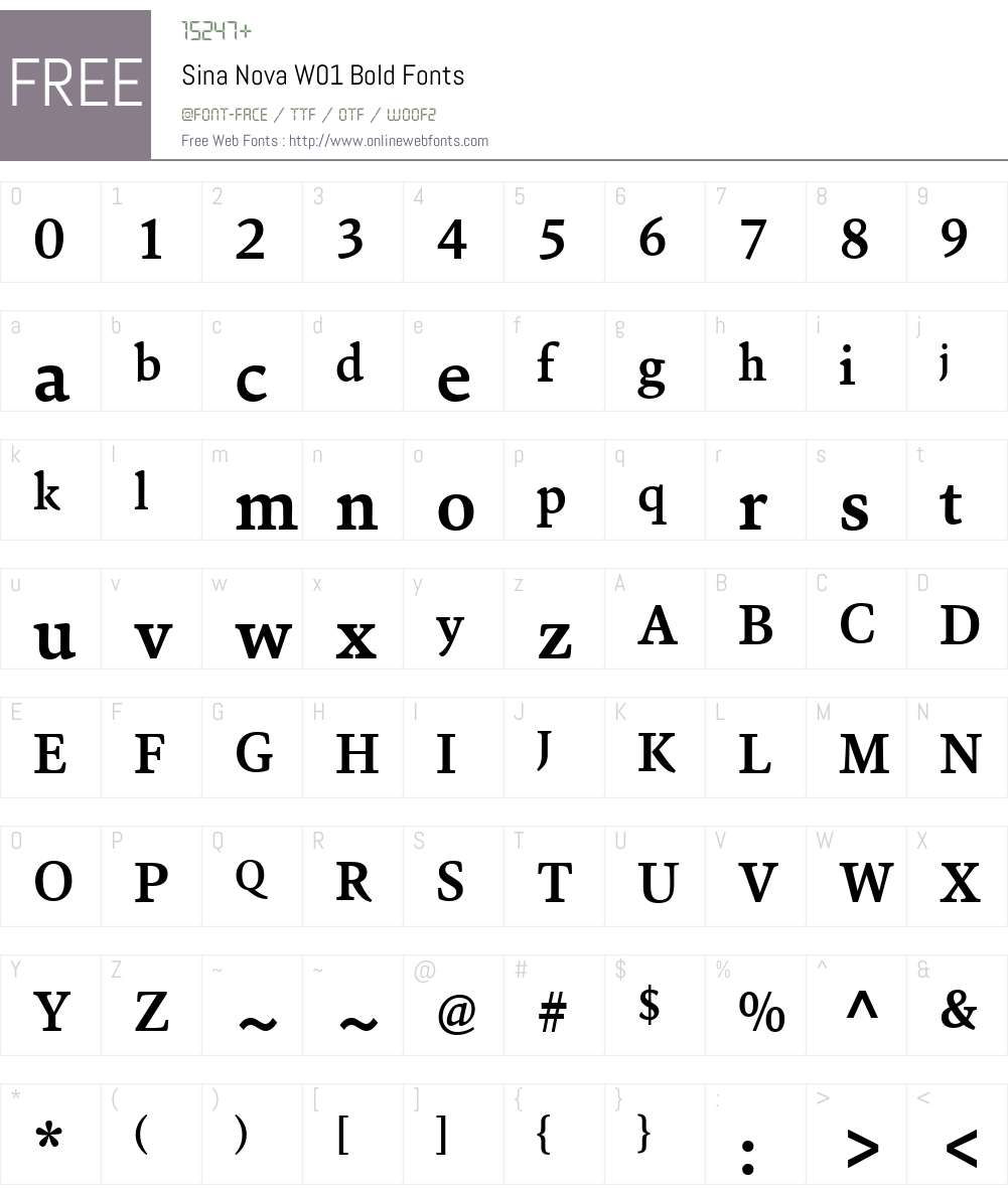 SinaNovaW01-Bold Font Screenshots