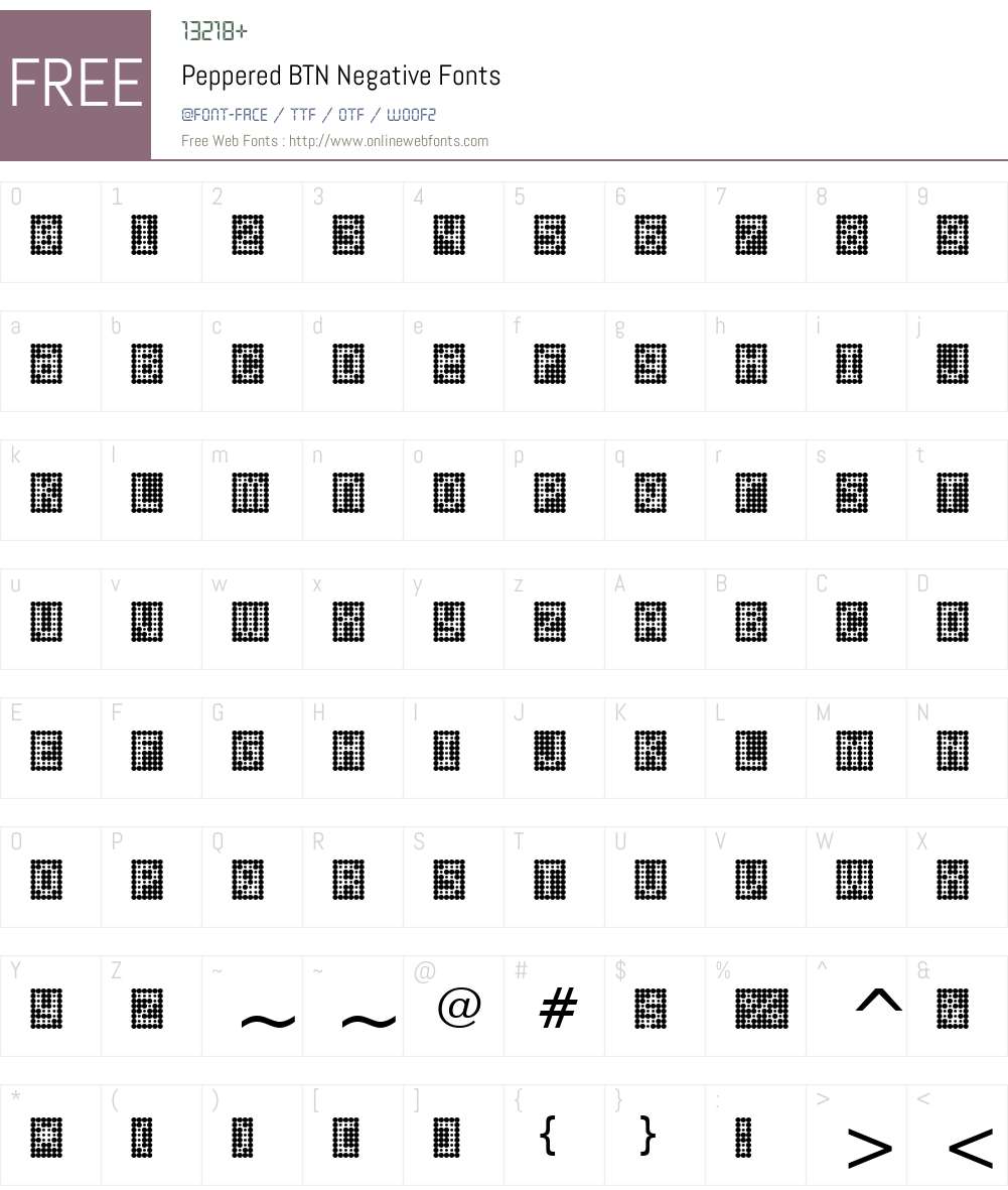 Peppered BTN Negative Font Screenshots
