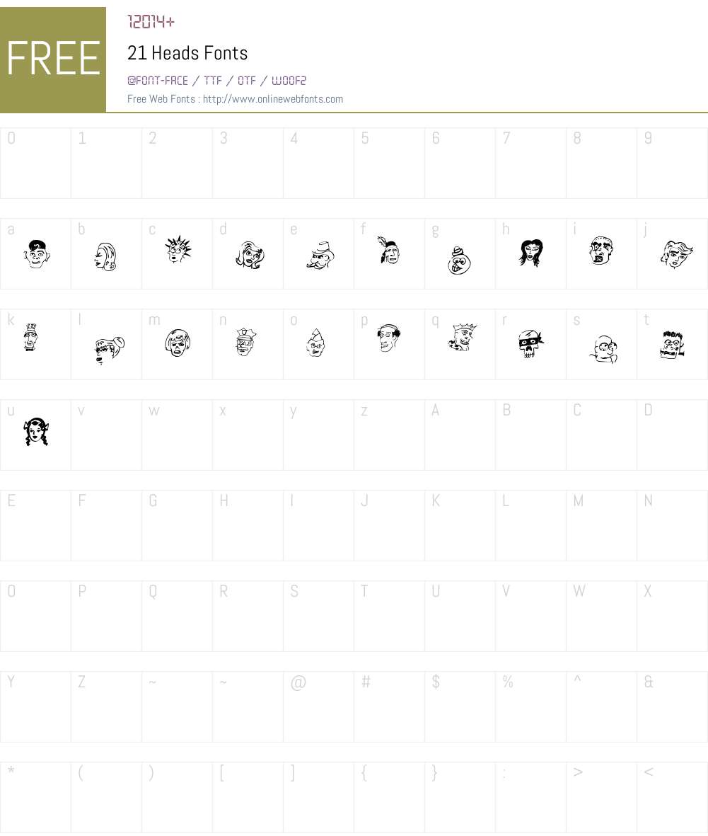 21 Heads Font Screenshots