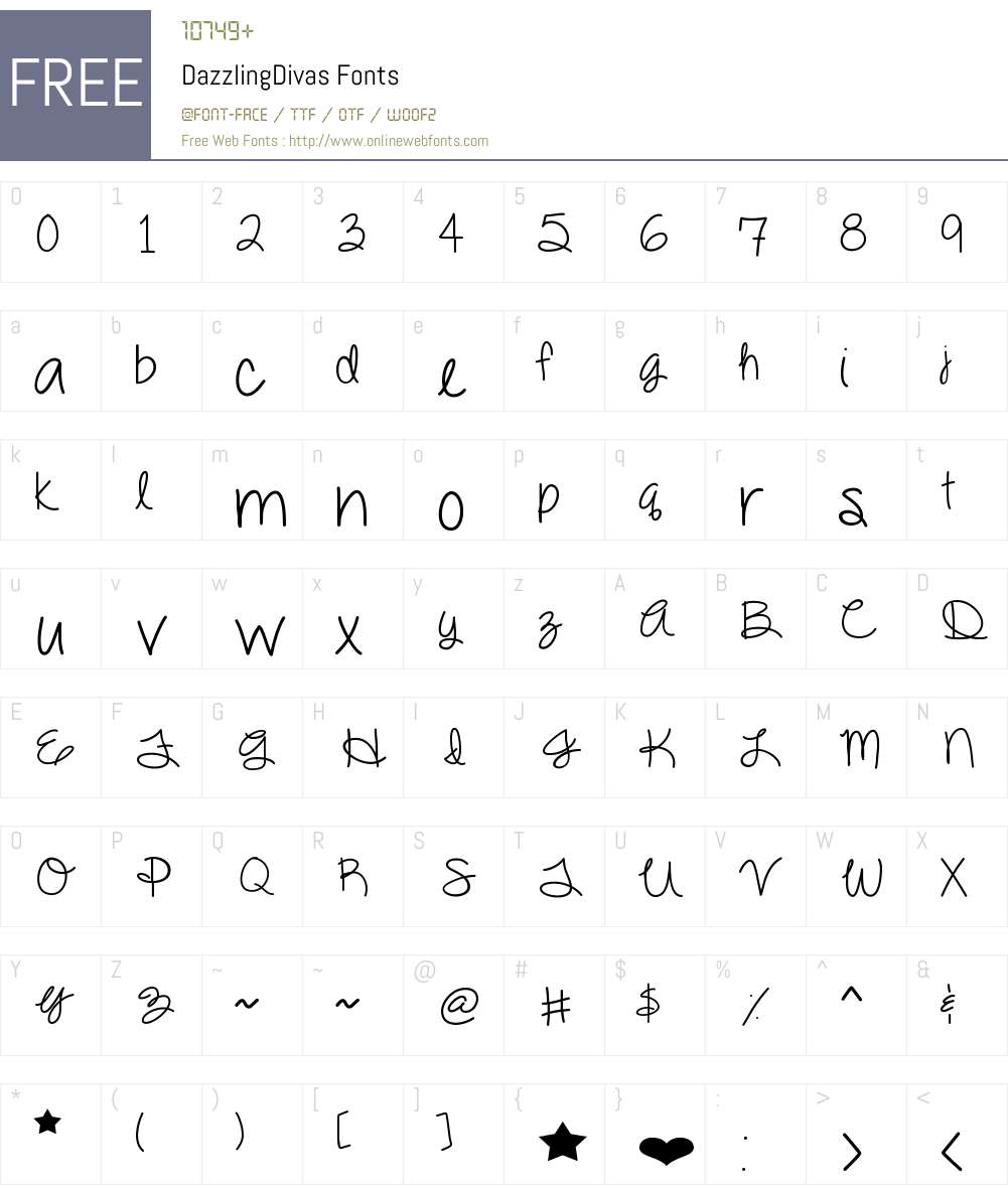DazzlingDivas Font Screenshots