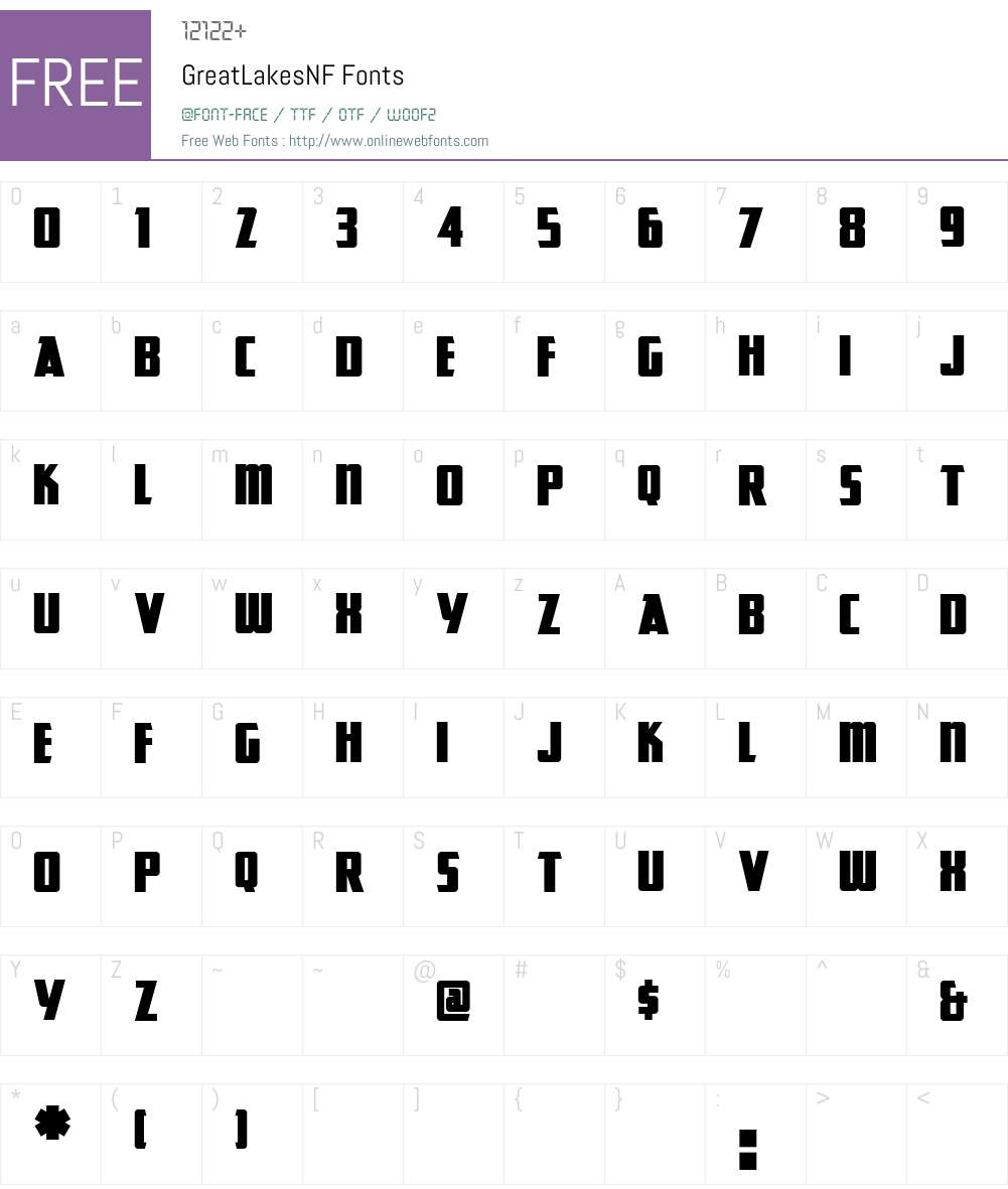 GreatLakesNF Font Screenshots