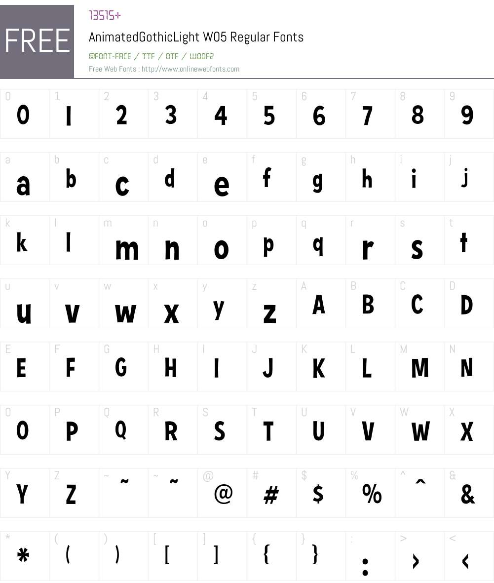 AnimatedGothicLightW05-Rg Font Screenshots