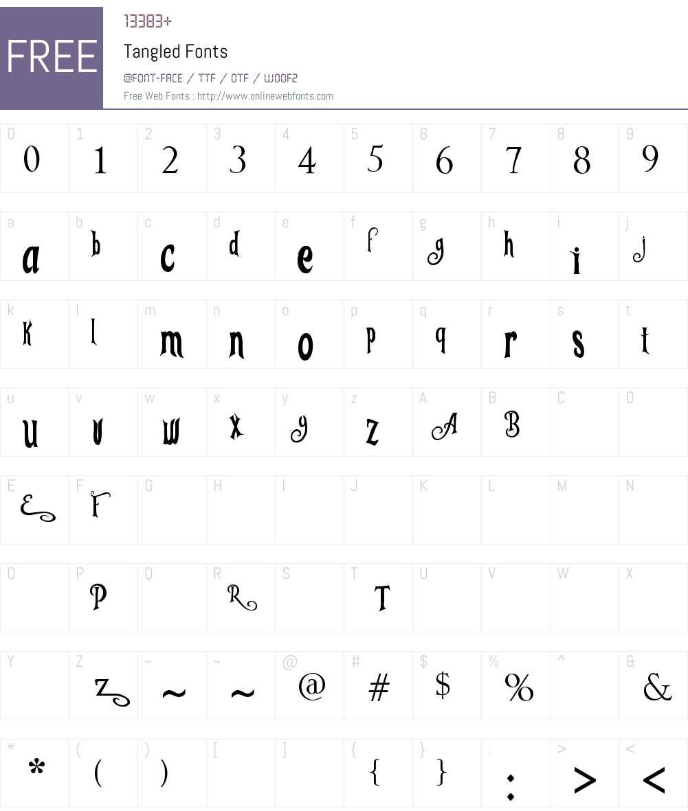 Tangled Font Screenshots