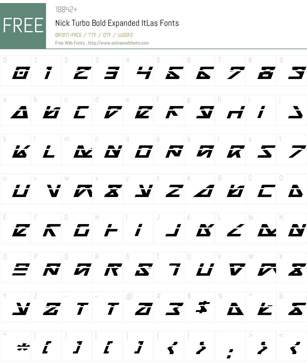 Nick Turbo Bold Expanded ItLas Font Screenshots