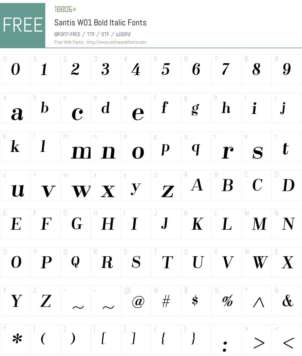 SantisW01-BoldItalic Font Screenshots