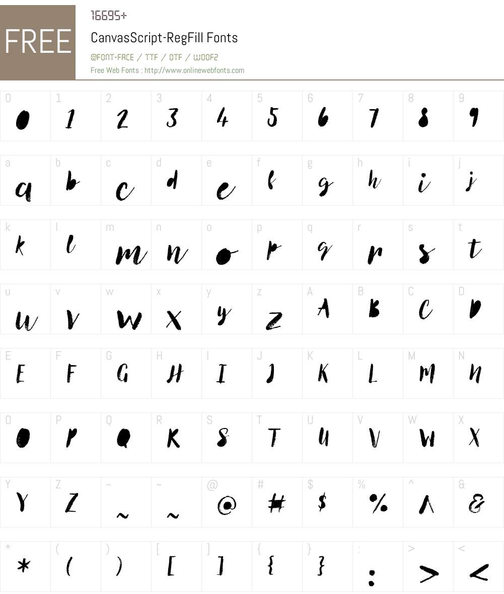 CanvasScript-RegFill Font Screenshots