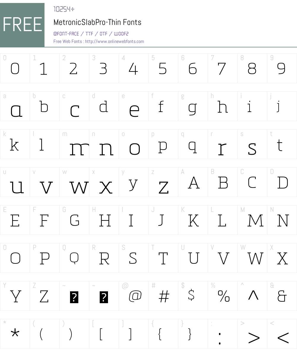 Metronic Slab Pro Air Font Screenshots