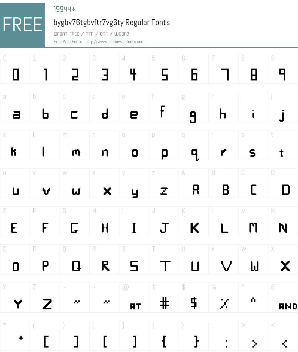 bygbv76tgbvftr7vg6ty Font Screenshots