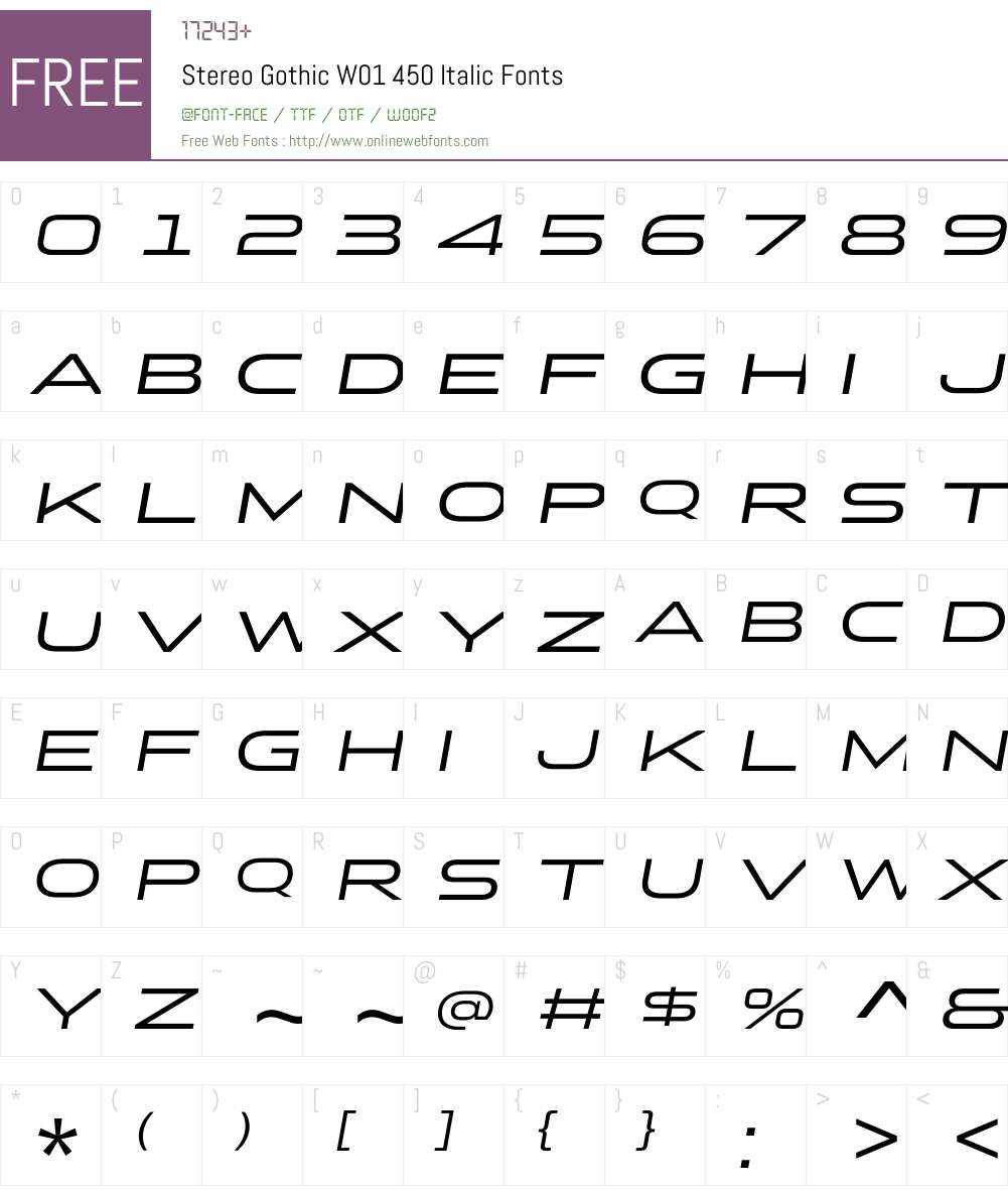 StereoGothicW01-450Italic Font Screenshots