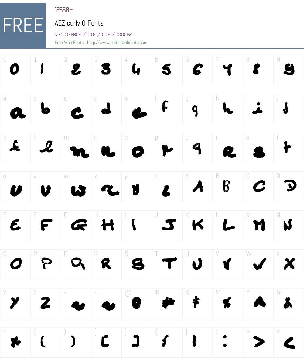 AEZ curly Q Font Screenshots