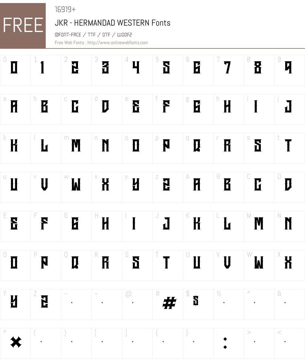 JKR - HERMANDAD WESTERN Font Screenshots