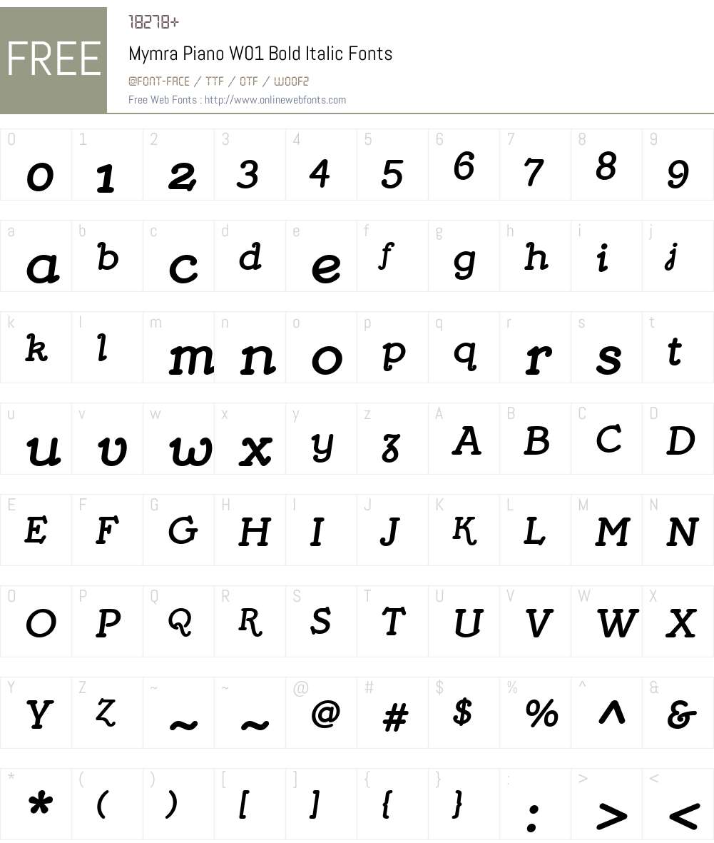 MymraPianoW01-BoldItalic Font Screenshots