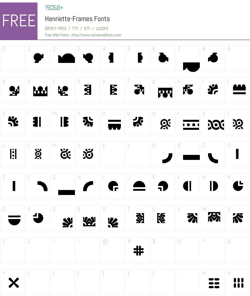 Henriette-Frames Font Screenshots