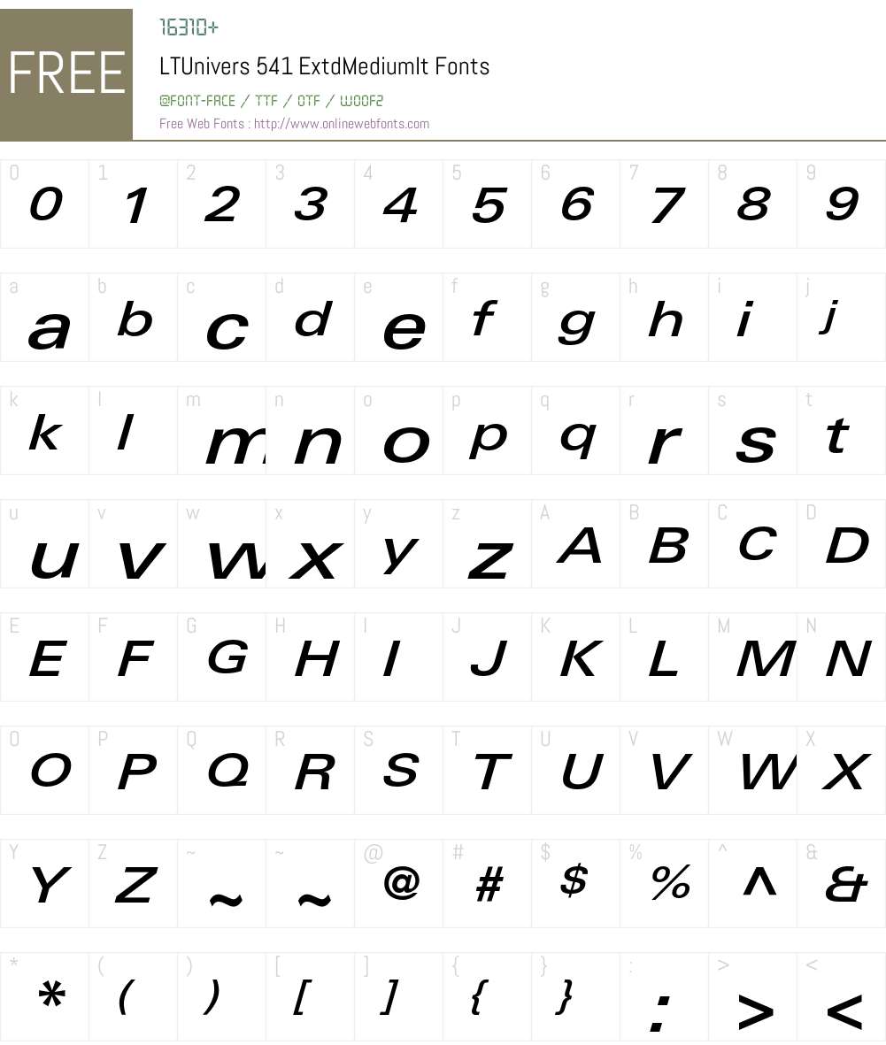 LTUnivers Font Screenshots