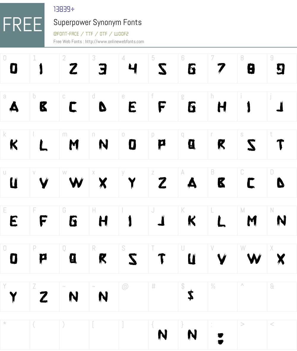 Superpower Synonym Font Screenshots