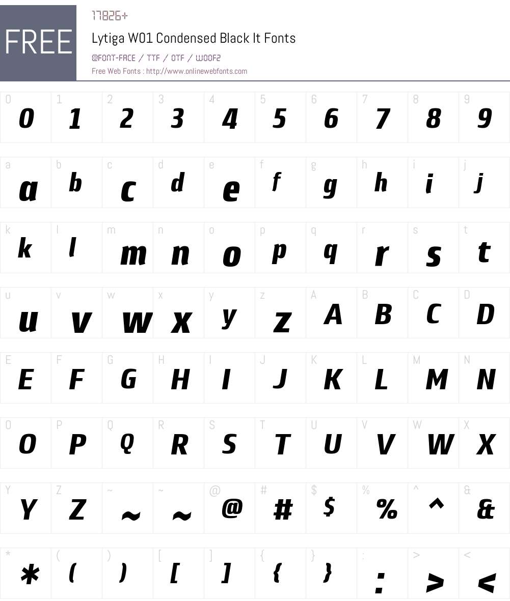 LytigaW01-CondensedBlackIt Font Screenshots